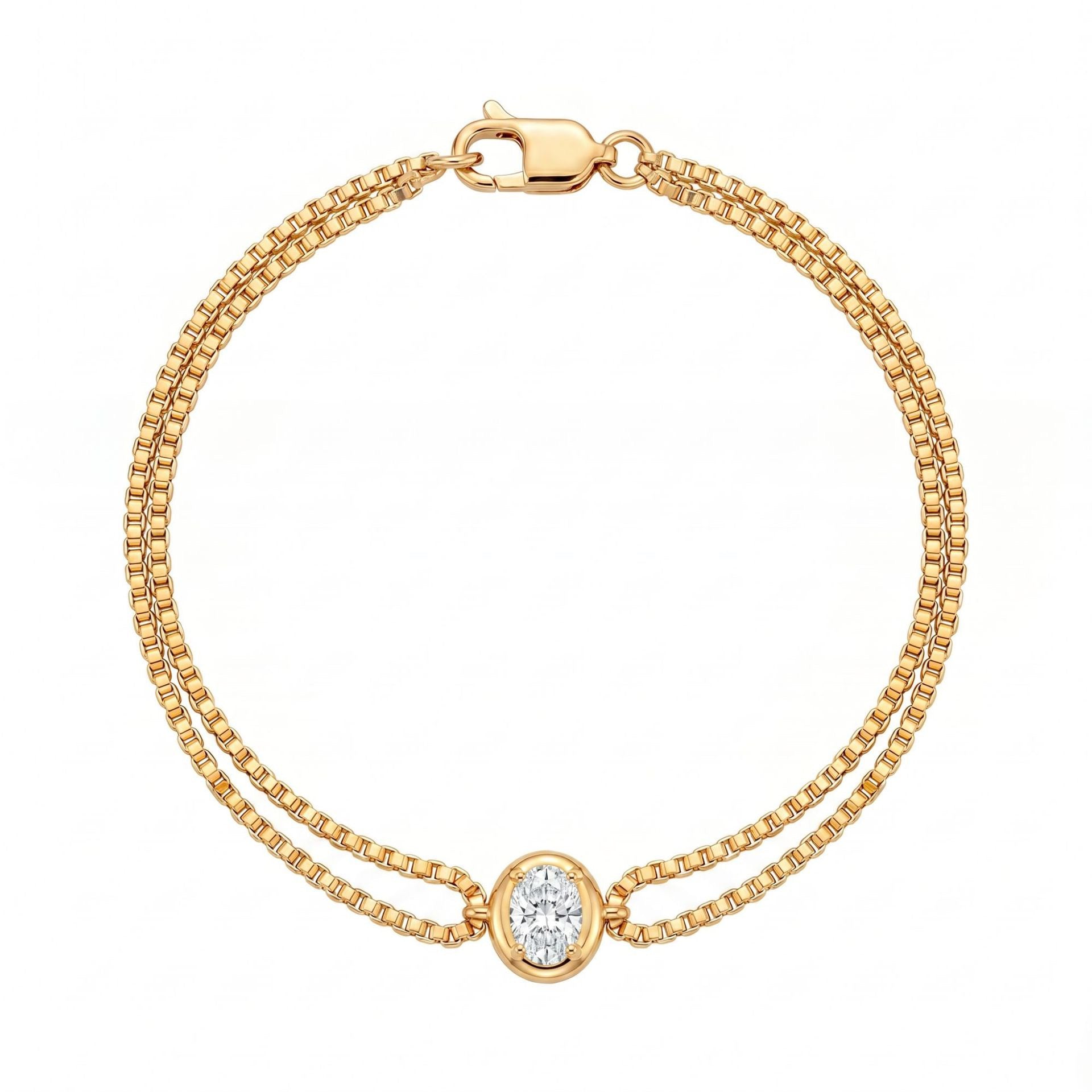 Luxury Gold-Plated Women’s Heart Chain Bracelet – Pink Jade Pearl, Double Snake Chain & Diamond Accents