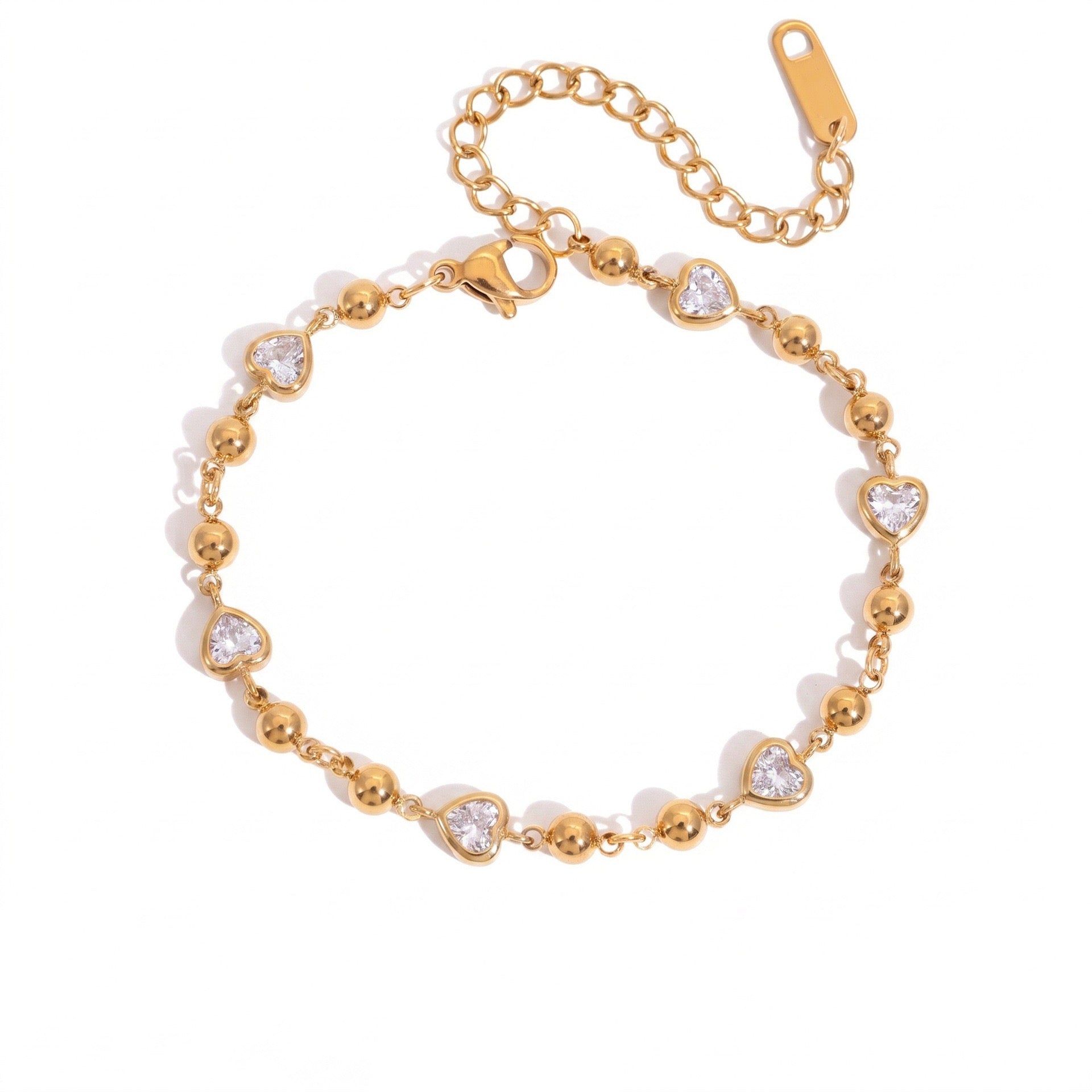 Gold Heart Bow & Marquise Diamond Bracelet – Multi-Style | Titanium Steel