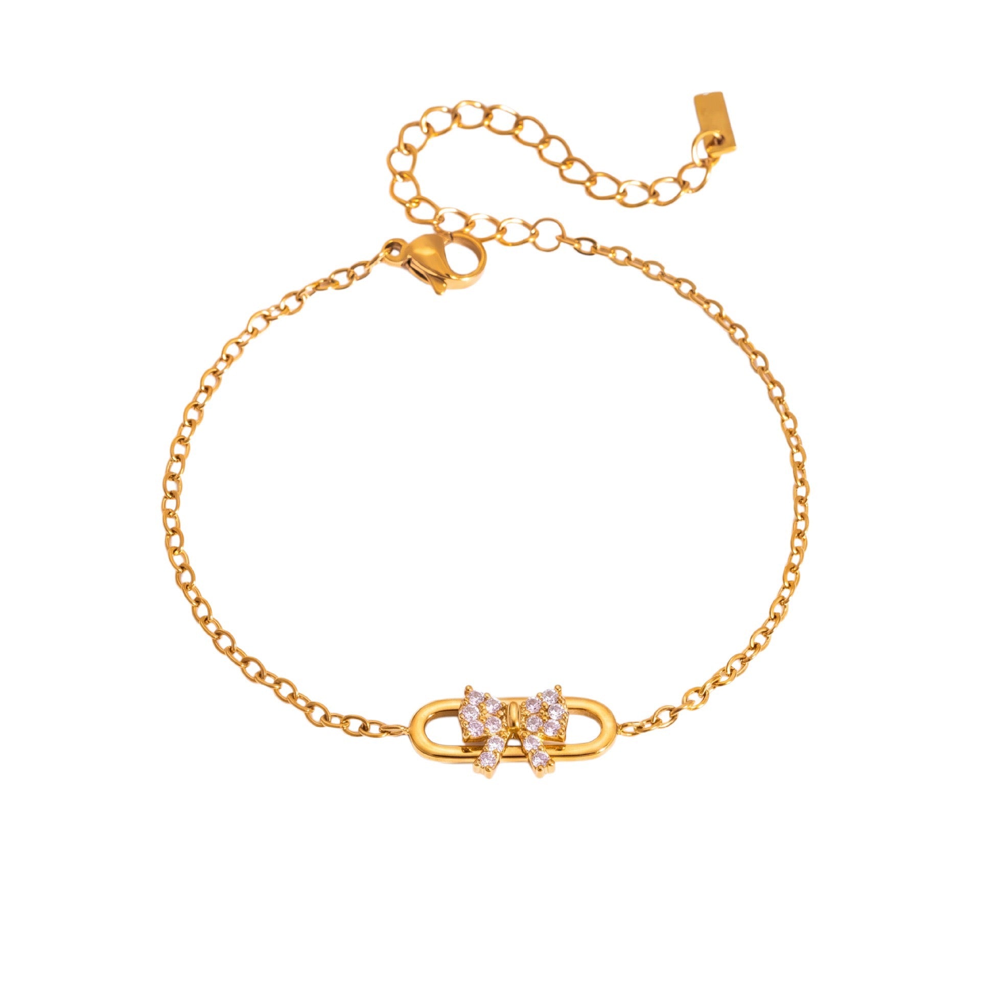 Gold Heart Bow & Marquise Diamond Bracelet – Multi-Style | Titanium Steel