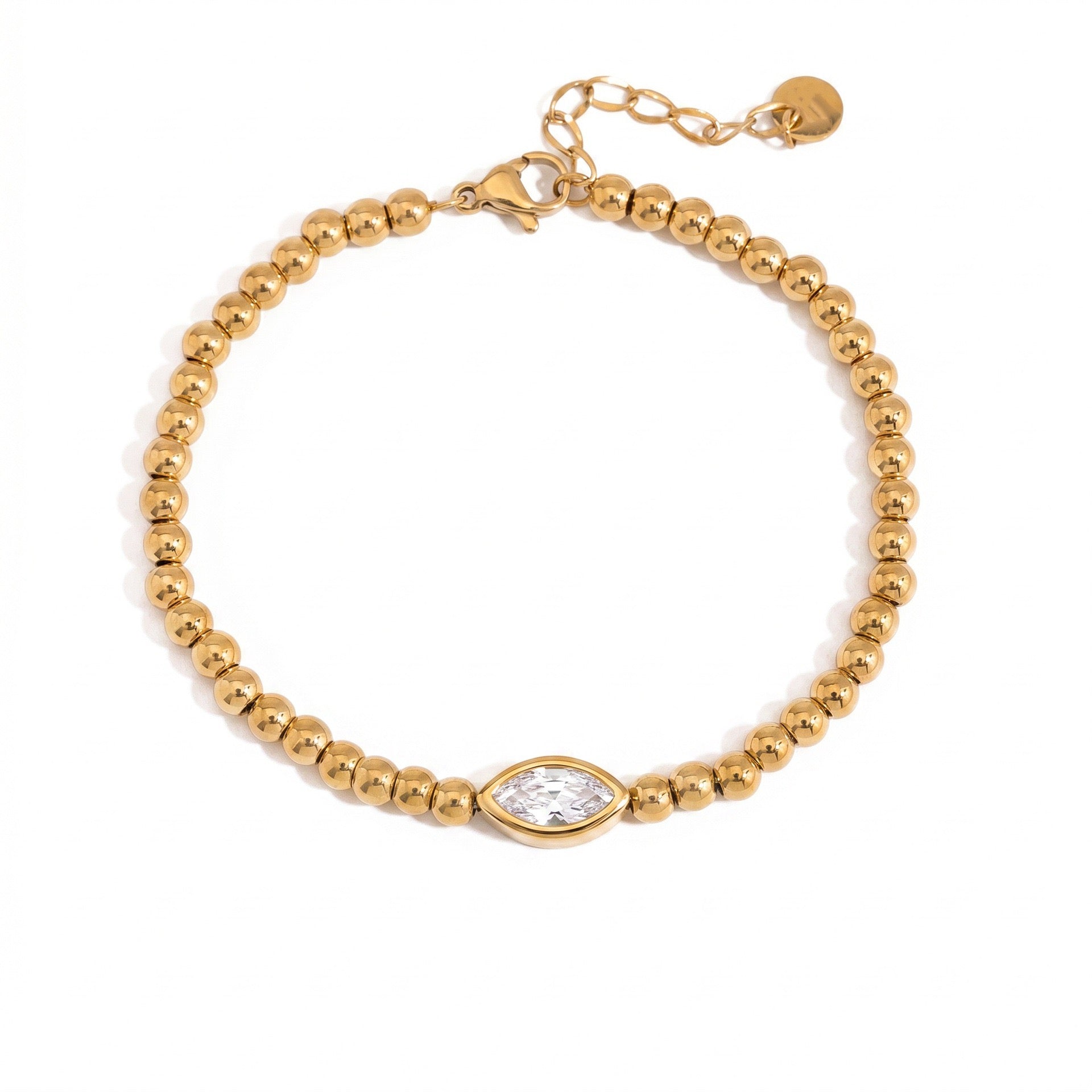 Gold Heart Bow & Marquise Diamond Bracelet – Multi-Style | Titanium Steel