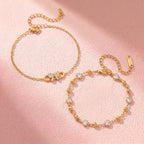 Gold Heart Bow & Marquise Diamond Bracelet – Multi-Style | Titanium Steel - UMI