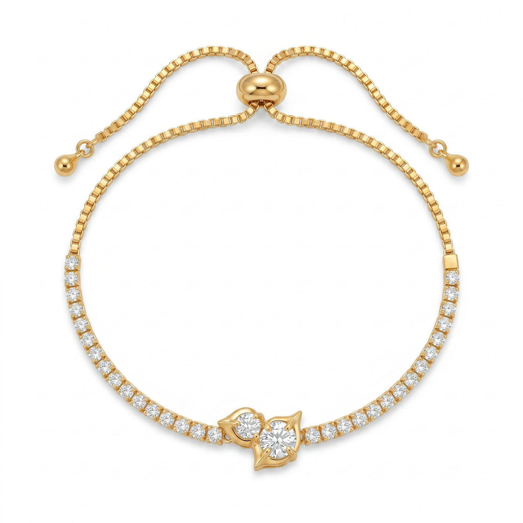 Luxury Gold Diamond-Encrusted Bracelet – Sliding Adjustable Clasp | Multi-Style