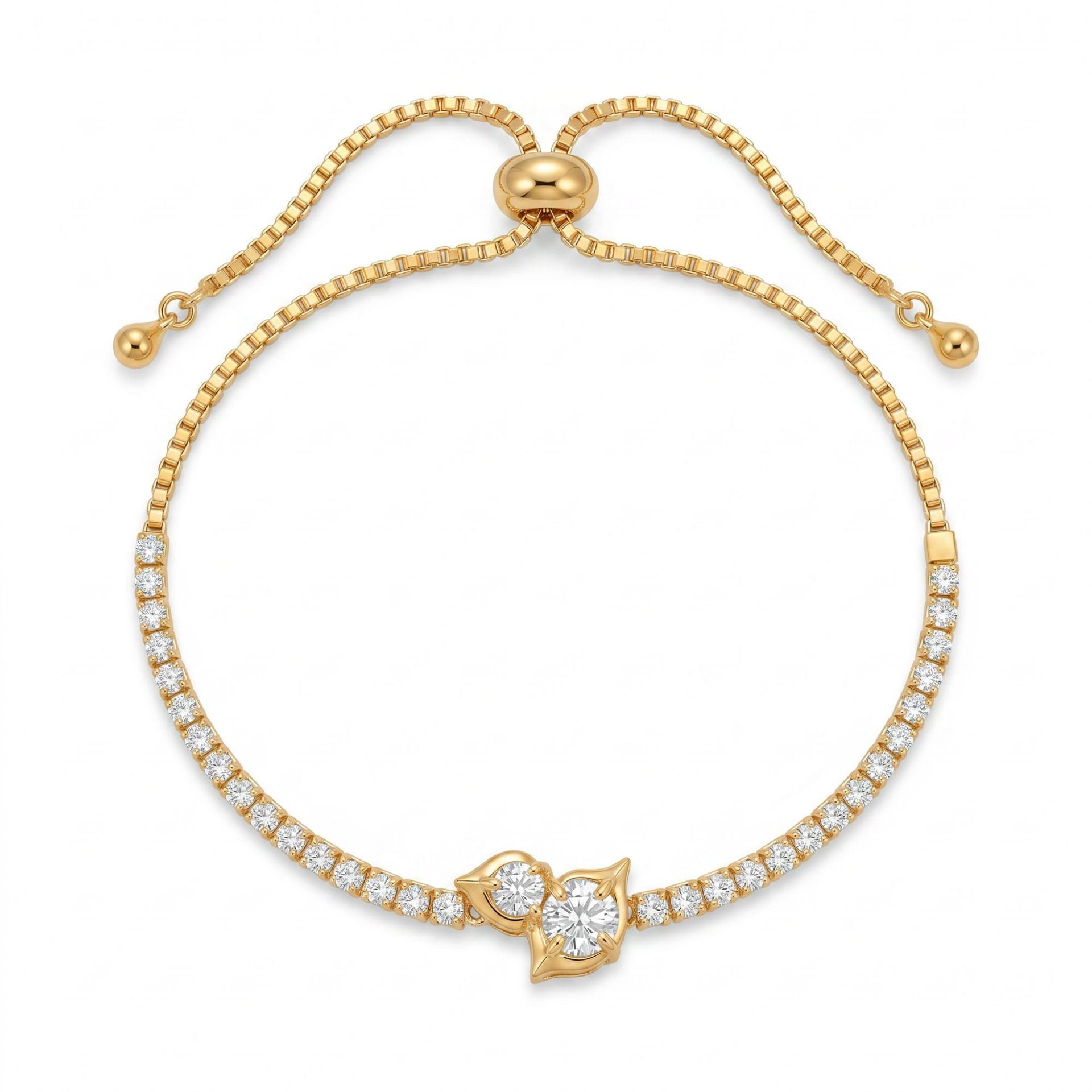 Luxury Gold Diamond-Encrusted Bracelet – Sliding Adjustable Clasp | Multi-Style