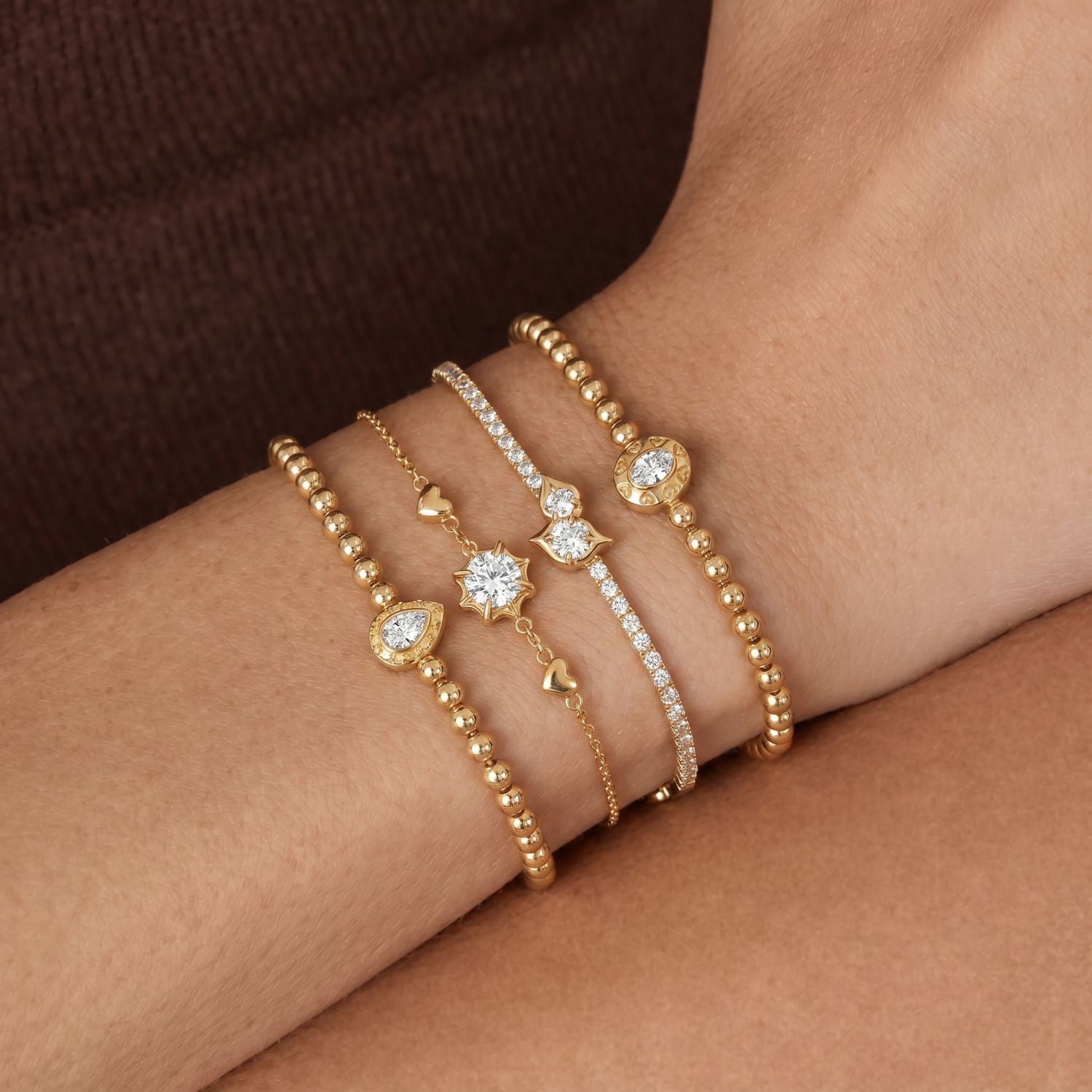 Luxury Gold Diamond-Encrusted Bracelet – Sliding Adjustable Clasp | Multi-Style