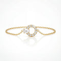 Luxury Gold Dainty Bracelet – Pearl, Triple Layer Marquise Diamond, Double Snake Chain & Teardrop