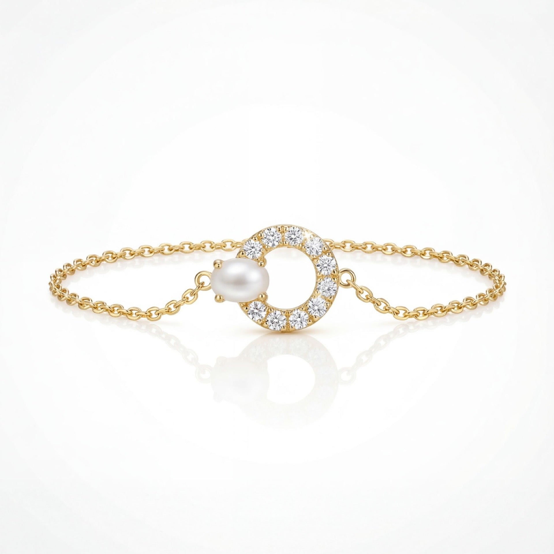 Luxury Gold Dainty Bracelet – Pearl, Triple Layer Marquise Diamond, Double Snake Chain & Teardrop