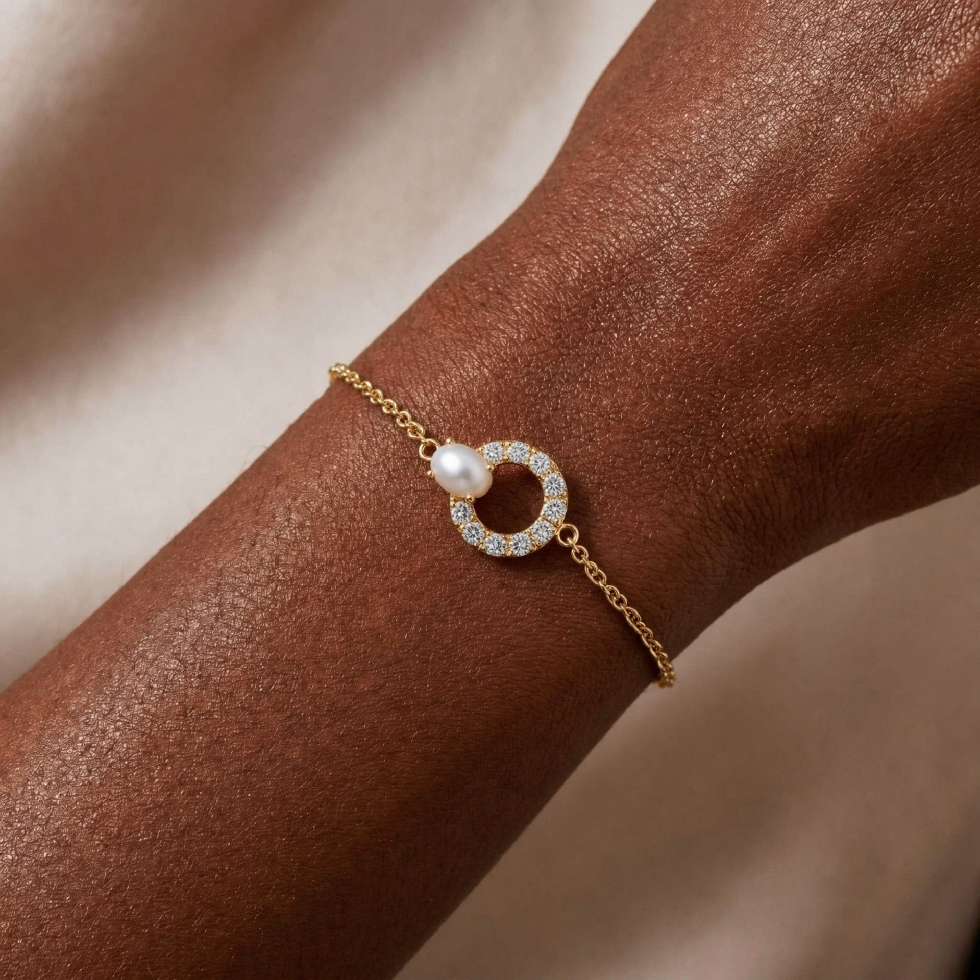 Luxury Gold Dainty Bracelet – Pearl, Triple Layer Marquise Diamond, Double Snake Chain & Teardrop