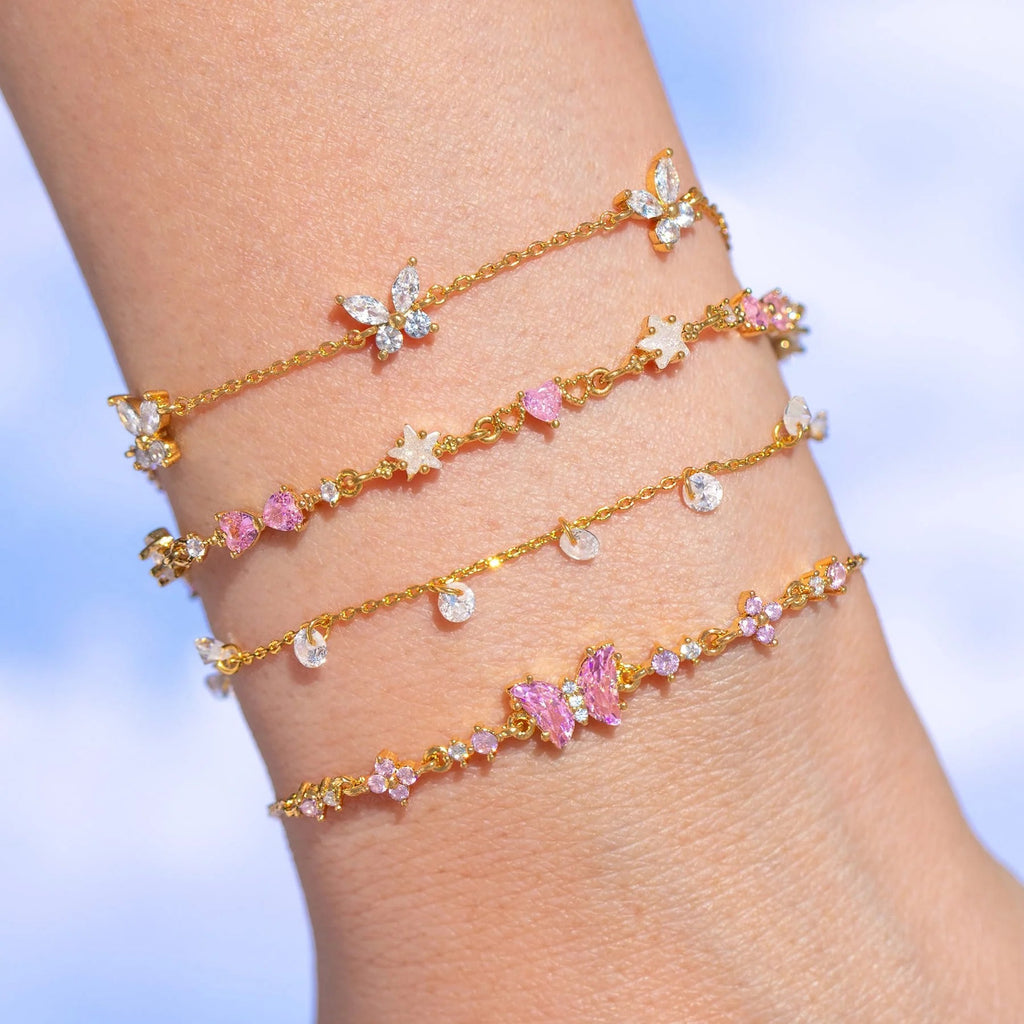 Butterfly Heart Diamond Bracelet – Luxe INS Style | 18K Gold Plated
