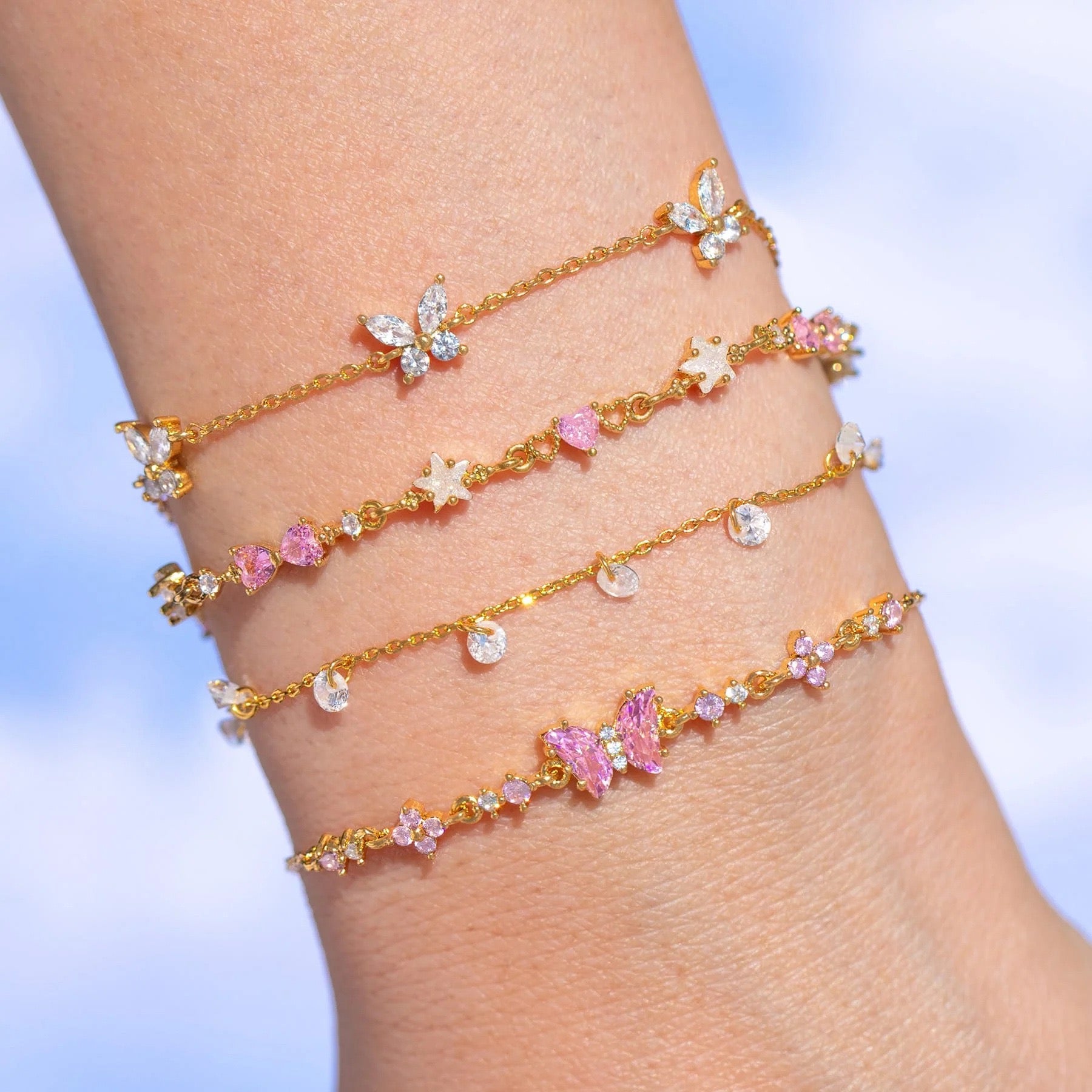 Butterfly Heart Diamond Bracelet – Luxe INS Style | 18K Gold Plated
