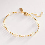 French Luxe Gold Crystal Pearl Zirconia Dainty Bracelet – Paperclip Chain | Tarnish-Resistant - UMI