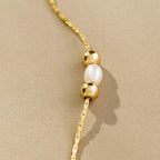 French Luxe Gold Crystal Pearl Zirconia Dainty Bracelet – Paperclip Chain | Tarnish-Resistant - UMI