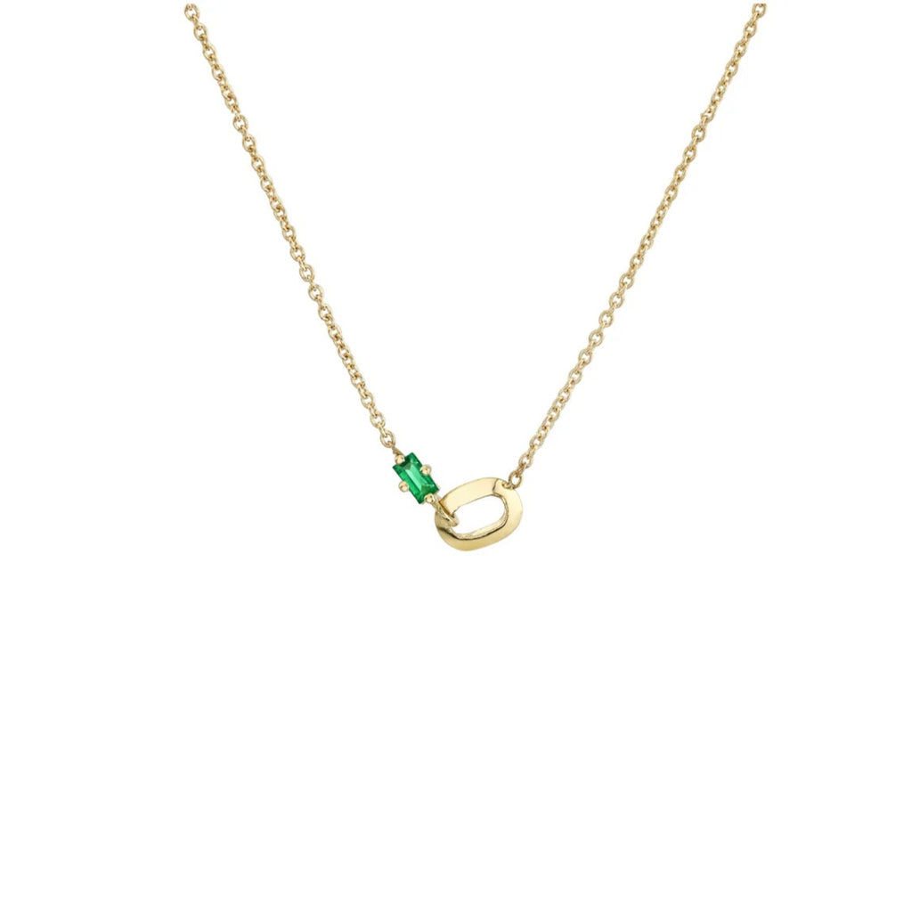 Emerald Gemstone Pendant Necklace & Bracelet – Minimalist Titanium Steel | New Arrival
