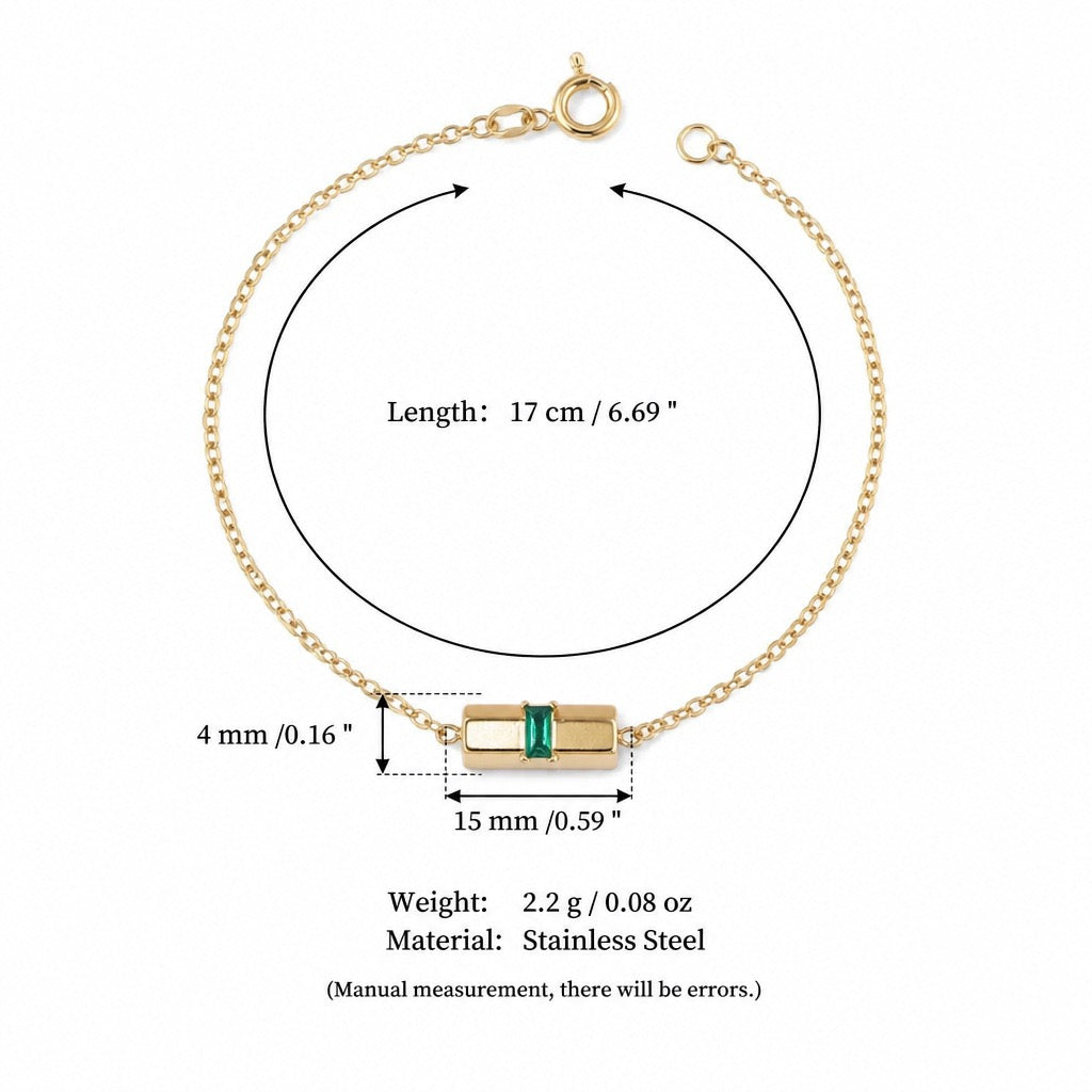 Emerald Gemstone Pendant Necklace & Bracelet – Minimalist Titanium Steel | New Arrival