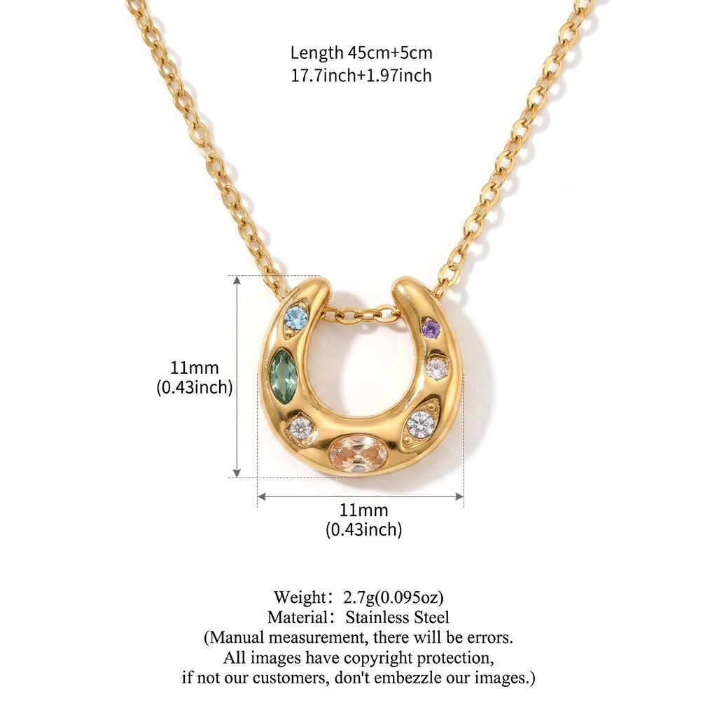 Emerald Gemstone Pendant Necklace & Bracelet – Minimalist Titanium Steel | New Arrival