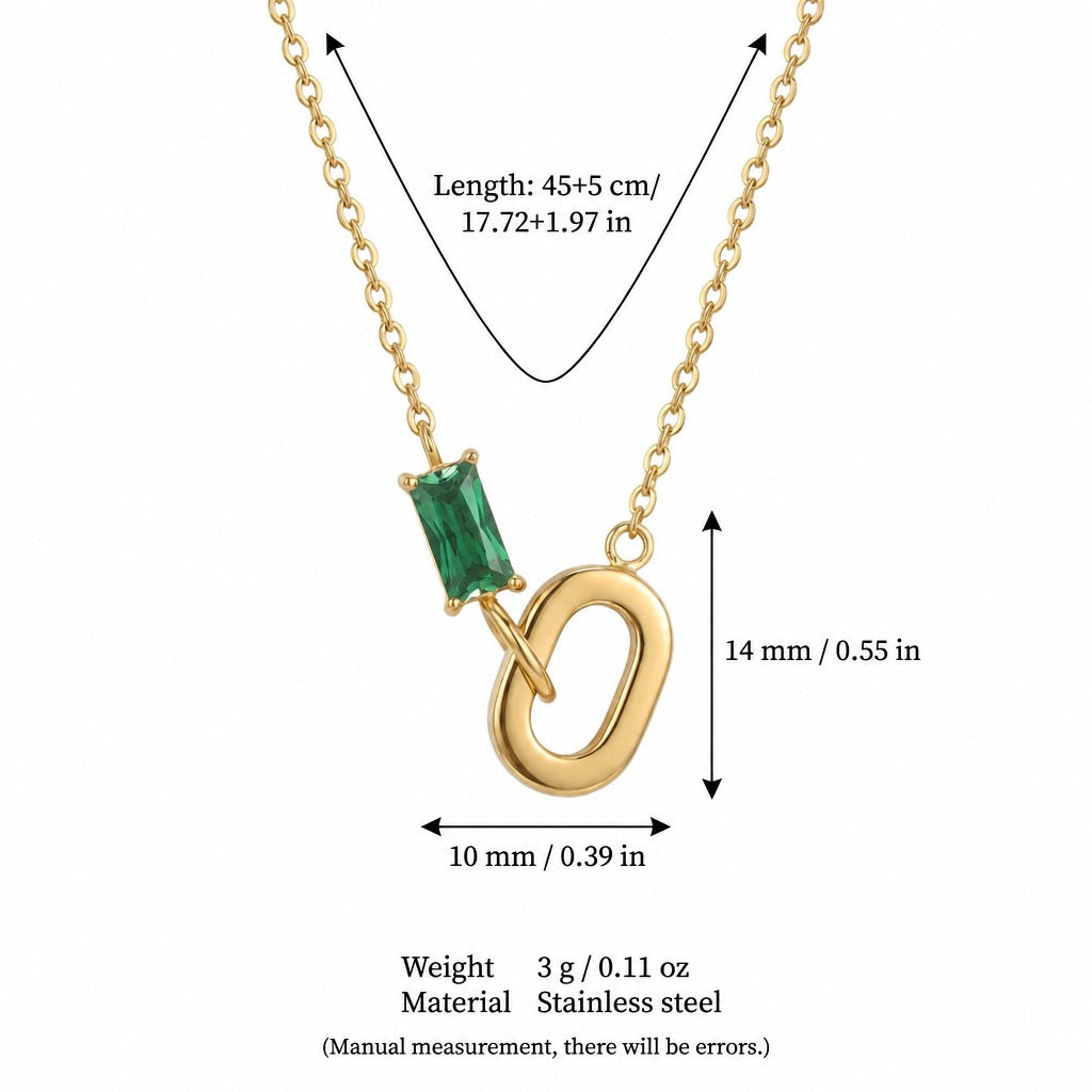 Emerald Gemstone Pendant Necklace & Bracelet – Minimalist Titanium Steel | New Arrival