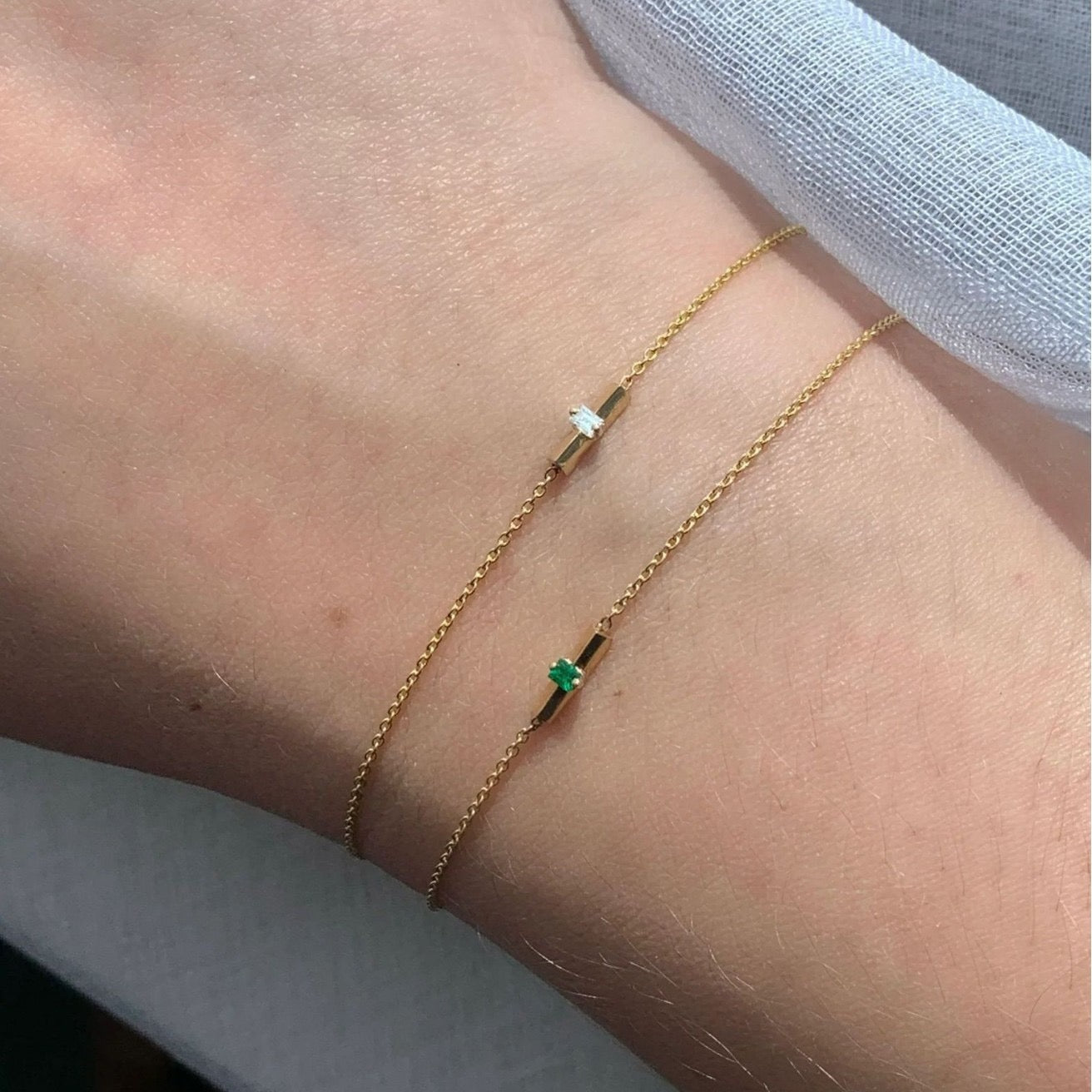 Emerald Gemstone Pendant Necklace & Bracelet – Minimalist Titanium Steel | New Arrival