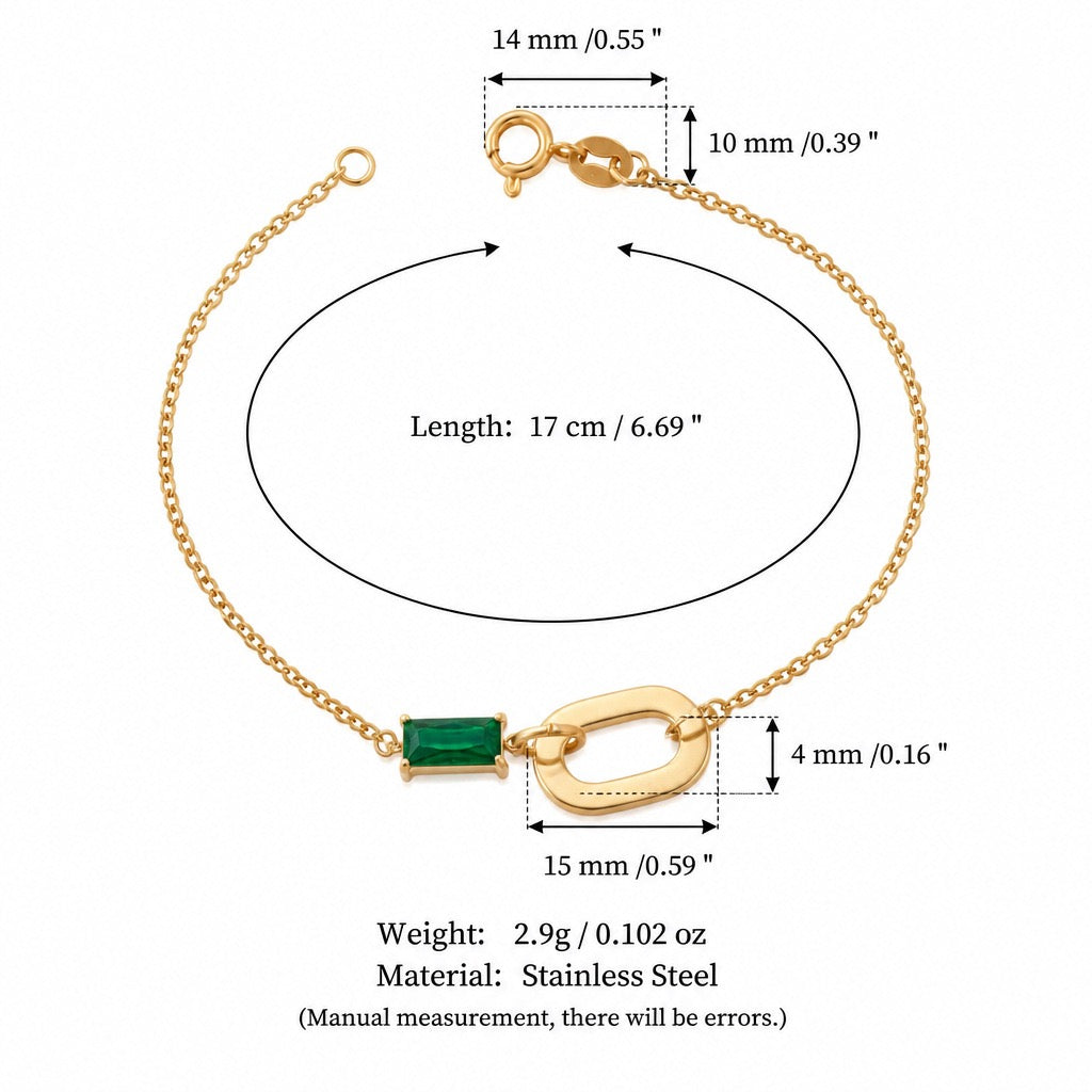 Emerald Gemstone Pendant Necklace & Bracelet – Minimalist Titanium Steel | New Arrival