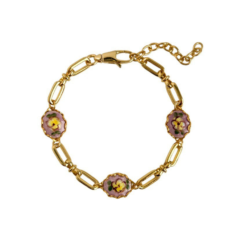 Coloured Diamond Moon Teardrop Cuban Chain Bracelet – Stackable | Gold-Plated Tarnish-Resistant