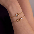 Coloured Diamond Moon Teardrop Cuban Chain Bracelet – Stackable | Gold-Plated Tarnish-Resistant - UMI