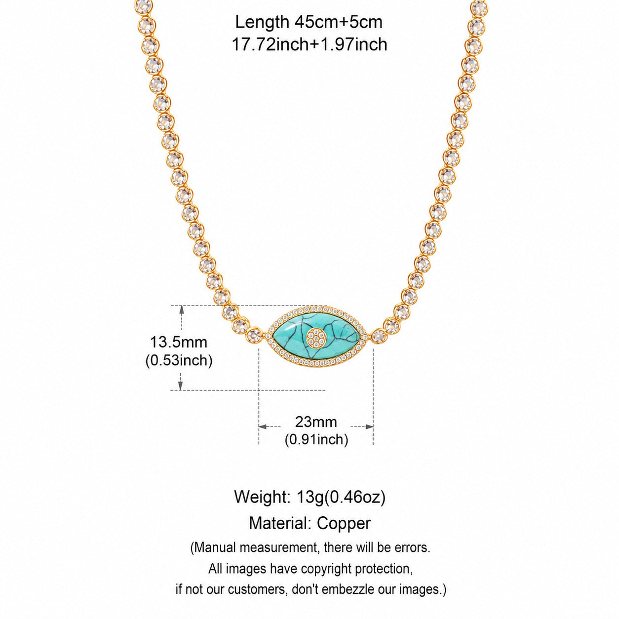 Evil Eye Zirconia Pendant Necklace & Bracelet – 18K Gold-Plated | Tarnish-Resistant
