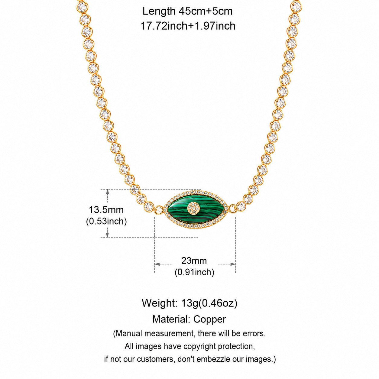 Evil Eye Zirconia Pendant Necklace & Bracelet – 18K Gold-Plated | Tarnish-Resistant