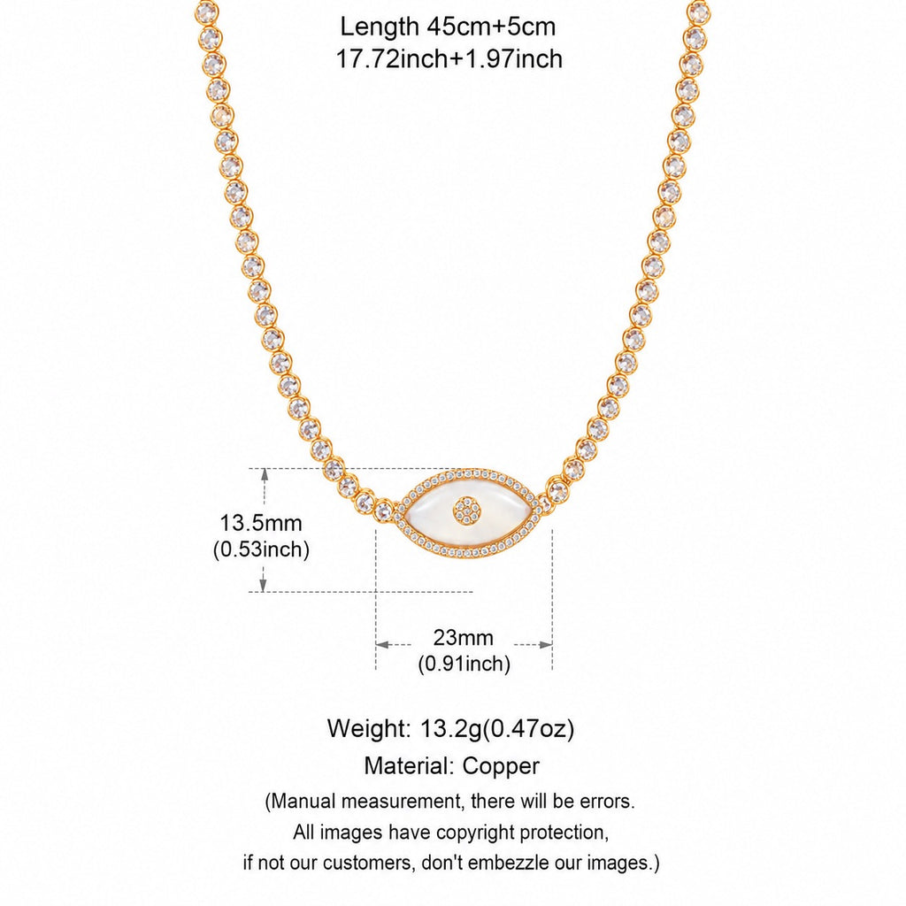 Evil Eye Zirconia Pendant Necklace & Bracelet – 18K Gold-Plated | Tarnish-Resistant