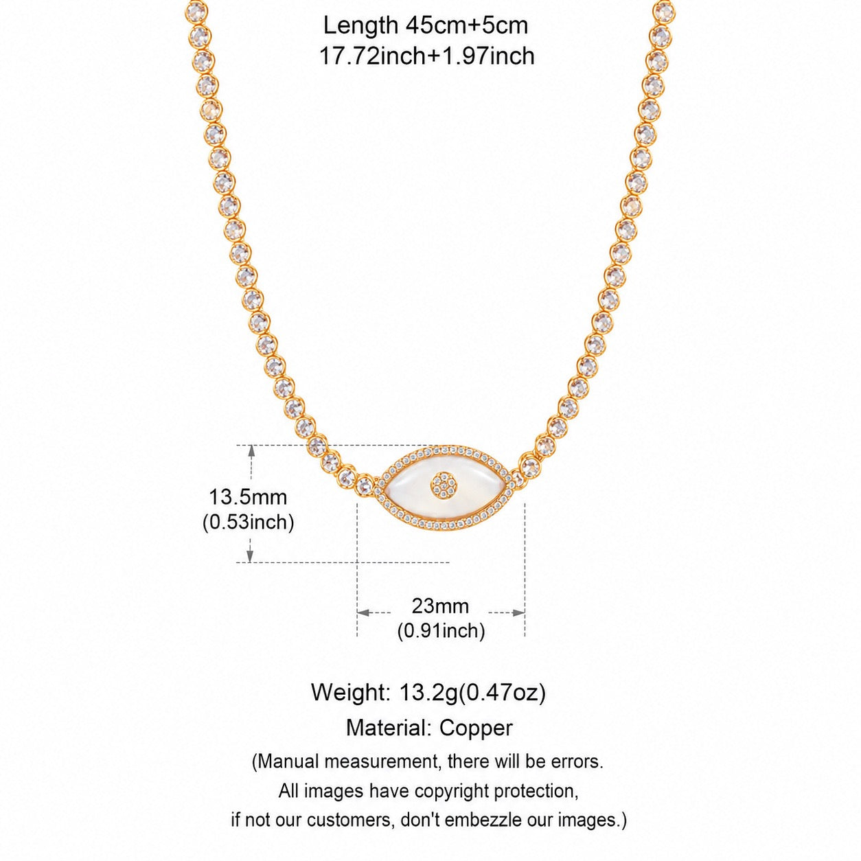 Evil Eye Zirconia Pendant Necklace & Bracelet – 18K Gold-Plated | Tarnish-Resistant