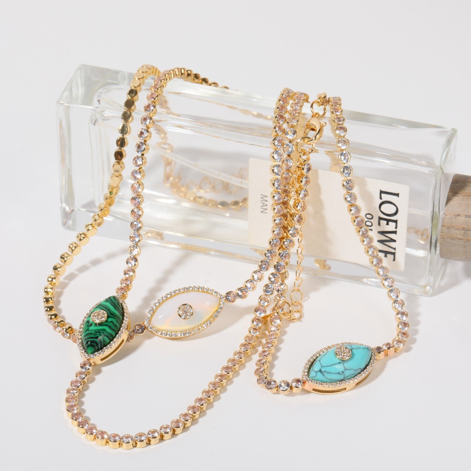Evil Eye Zirconia Pendant Necklace & Bracelet – 18K Gold-Plated | Tarnish-Resistant