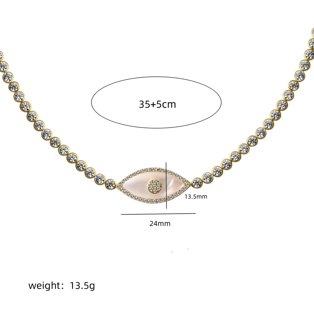 Evil Eye Zirconia Pendant Necklace & Bracelet – 18K Gold-Plated | Tarnish-Resistant