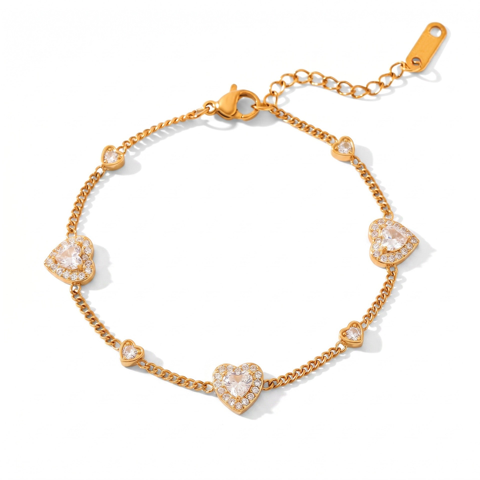 Gold-Plated Double Layer Cuban Heart Diamond Shell Pearl Bracelet – Multi-Style | Tarnish-Resistant