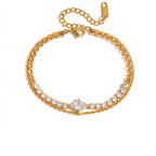 Gold-Plated Double Layer Cuban Heart Diamond Shell Pearl Bracelet – Multi-Style | Tarnish-Resistant - UMI