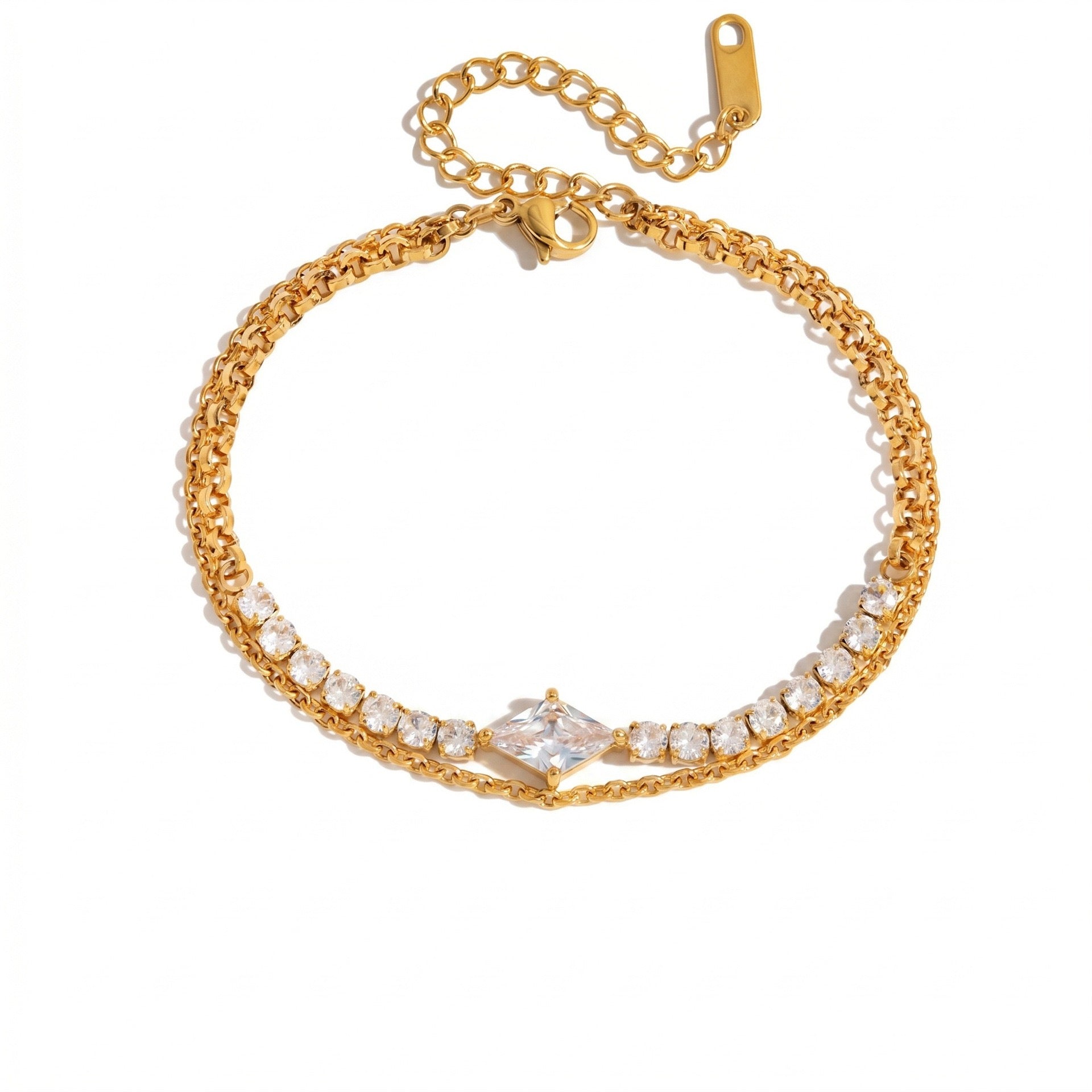 Gold-Plated Double Layer Cuban Heart Diamond Shell Pearl Bracelet – Multi-Style | Tarnish-Resistant
