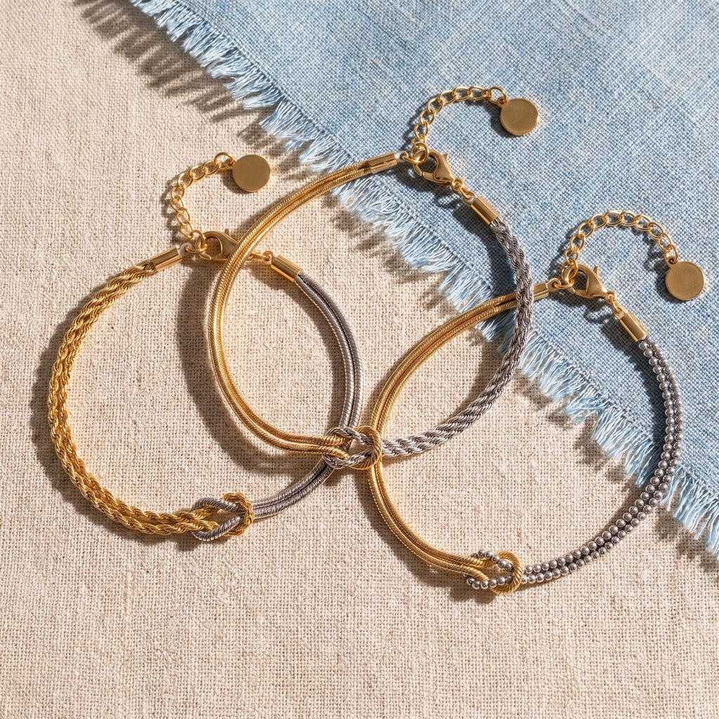 Colour-Block Knotted Multi-Chain Bracelet – Titanium Steel | Tarnish-Resistant Everyday Wear