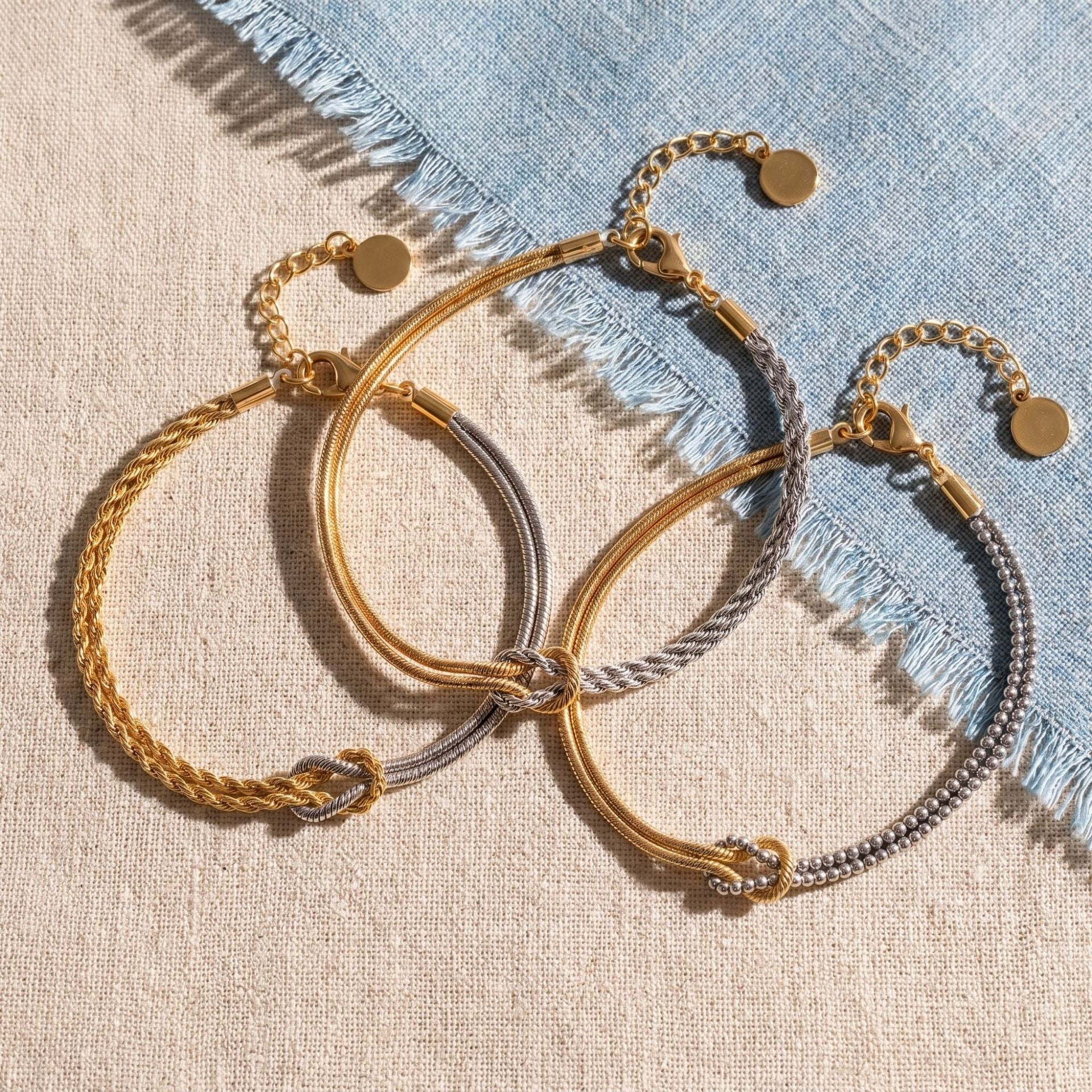 Colour-Block Knotted Multi-Chain Bracelet – Titanium Steel | Tarnish-Resistant Everyday Wear