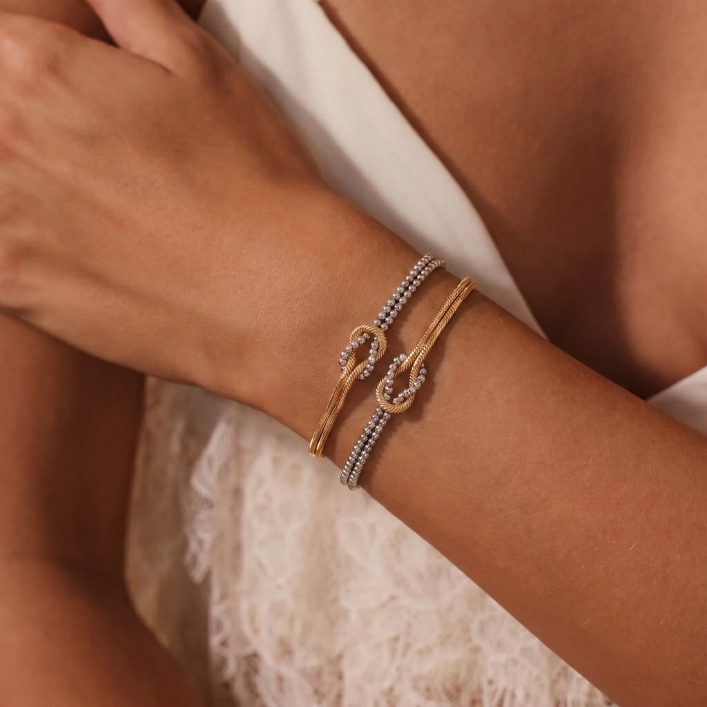 Colour-Block Knotted Multi-Chain Bracelet – Titanium Steel | Tarnish-Resistant Everyday Wear