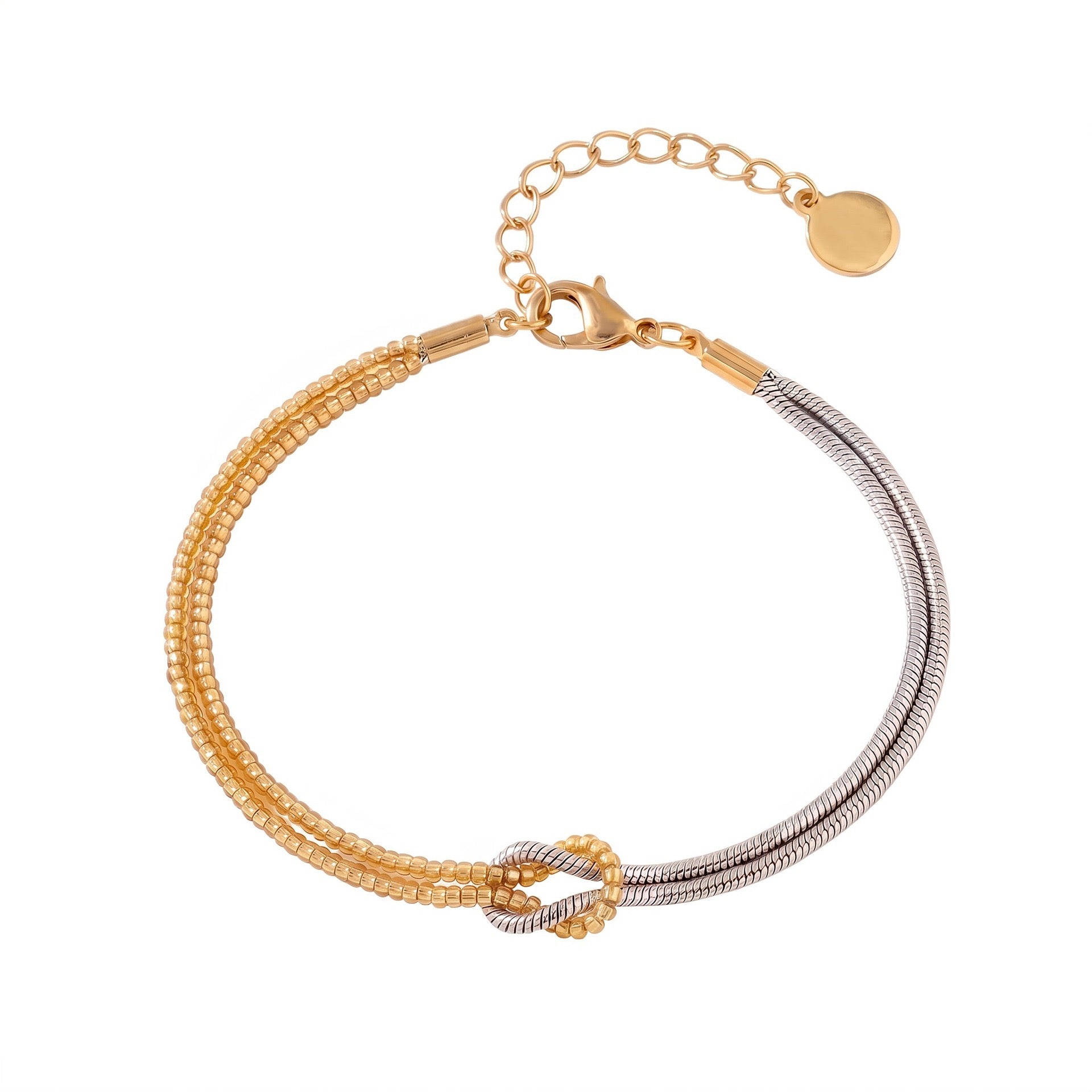 Colour-Block Knotted Multi-Chain Bracelet – Titanium Steel | Tarnish-Resistant Everyday Wear