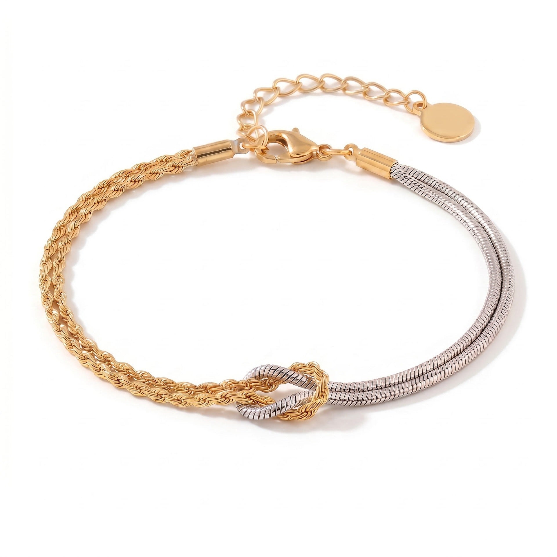 Colour-Block Knotted Multi-Chain Bracelet – Titanium Steel | Tarnish-Resistant Everyday Wear