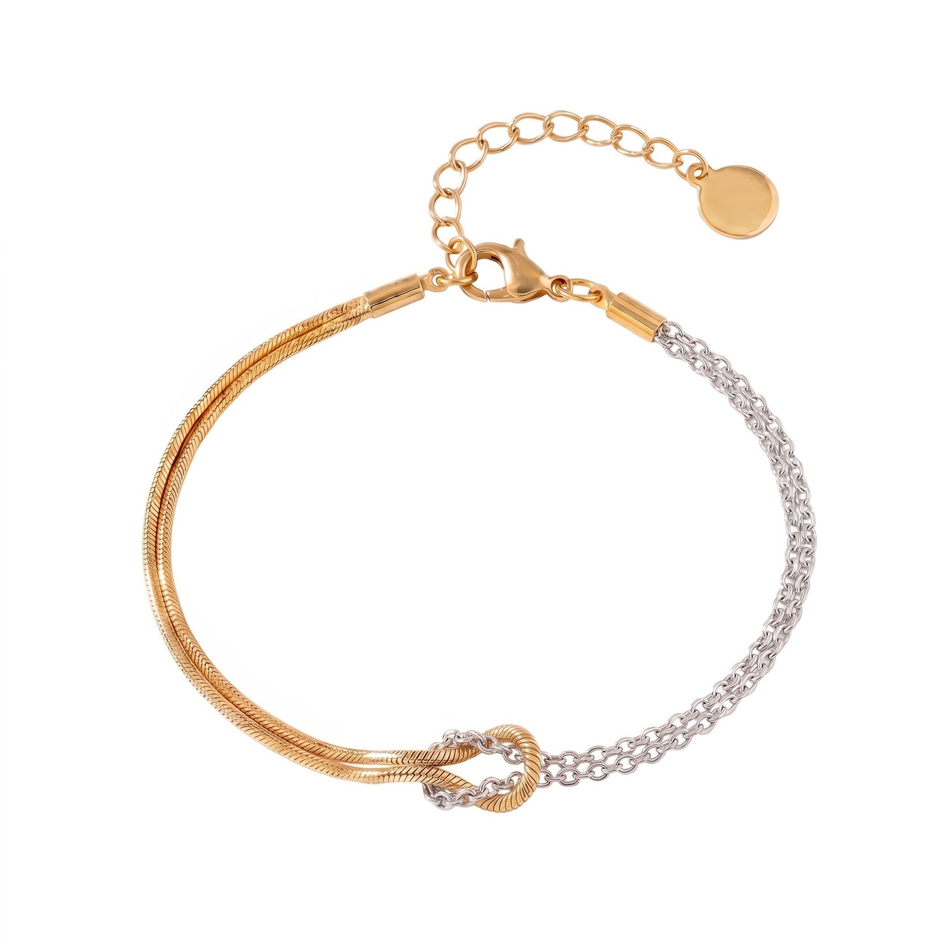 Colour-Block Knotted Multi-Chain Bracelet – Titanium Steel | Tarnish-Resistant Everyday Wear