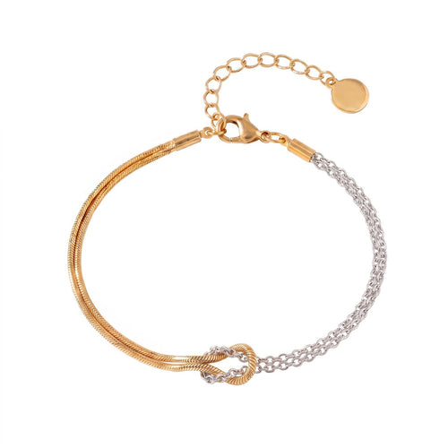 Colour-Block Knotted Multi-Chain Bracelet – Titanium Steel | Tarnish-Resistant Everyday Wear