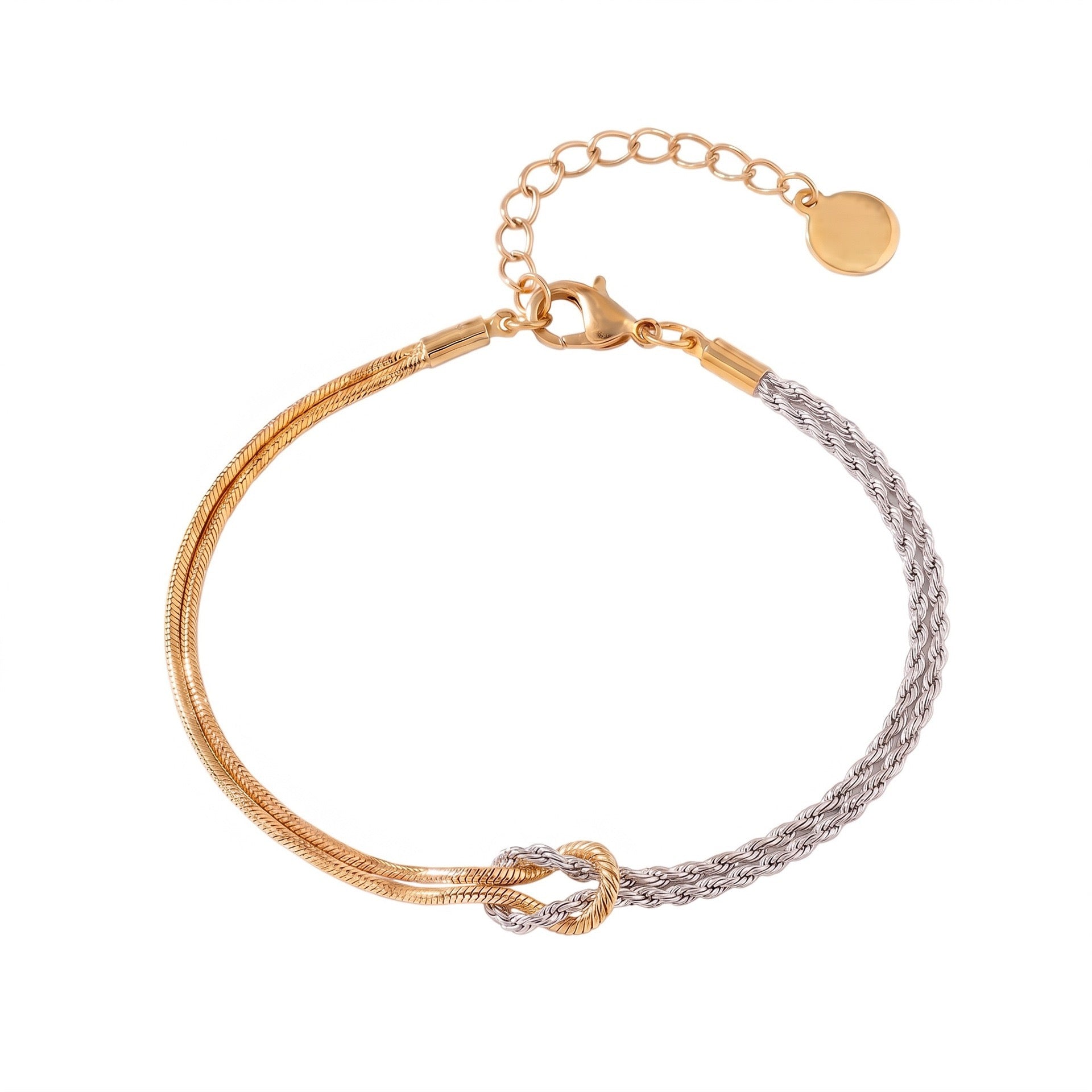 Colour-Block Knotted Multi-Chain Bracelet – Titanium Steel | Tarnish-Resistant Everyday Wear