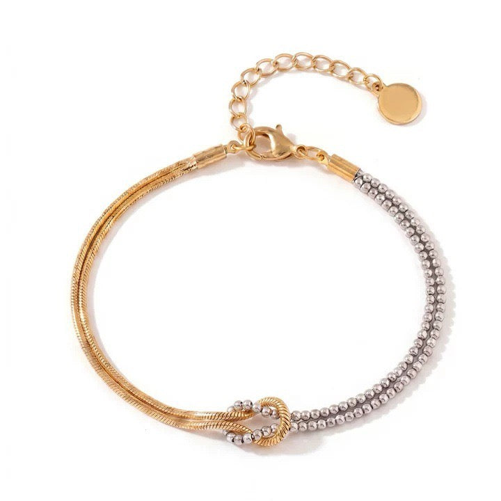 Colour-Block Knotted Multi-Chain Bracelet – Titanium Steel | Tarnish-Resistant Everyday Wear