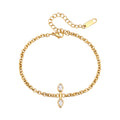 Gold-Plated Multi-Style Bracelet – Cuban Chain, Double Layer, Ball Chain & Zirconia | Titanium Steel