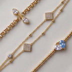 Gold-Plated Multi-Style Bracelet – Cuban Chain, Double Layer, Ball Chain & Zirconia | Titanium Steel - UMI