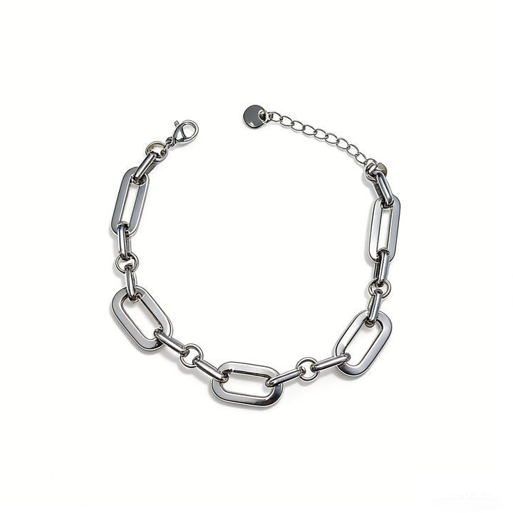 Hip-Hop Titanium Steel Spliced Chain Bracelet – Minimalist Cool-Tone Streetwear