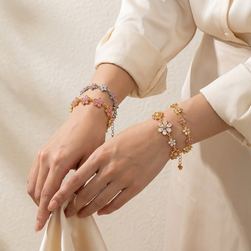 Sweet Floral Daisy Princess Bracelet – Delicate Niche Luxury | Everyday Wear