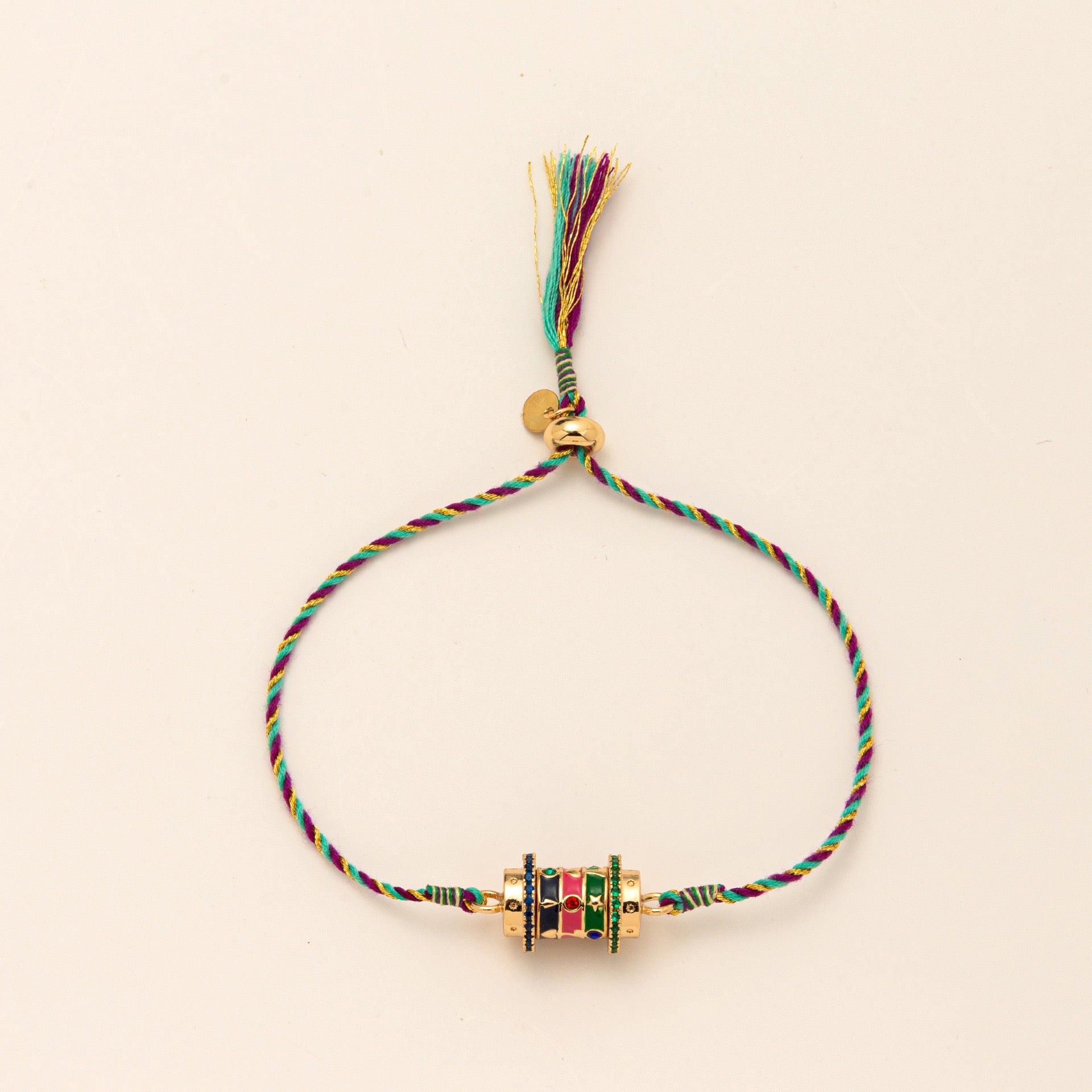 Colourful Tarot Braided Cord Bracelet – Star & Evil Eye Charms | Gold-Plated Tarnish-Resistant