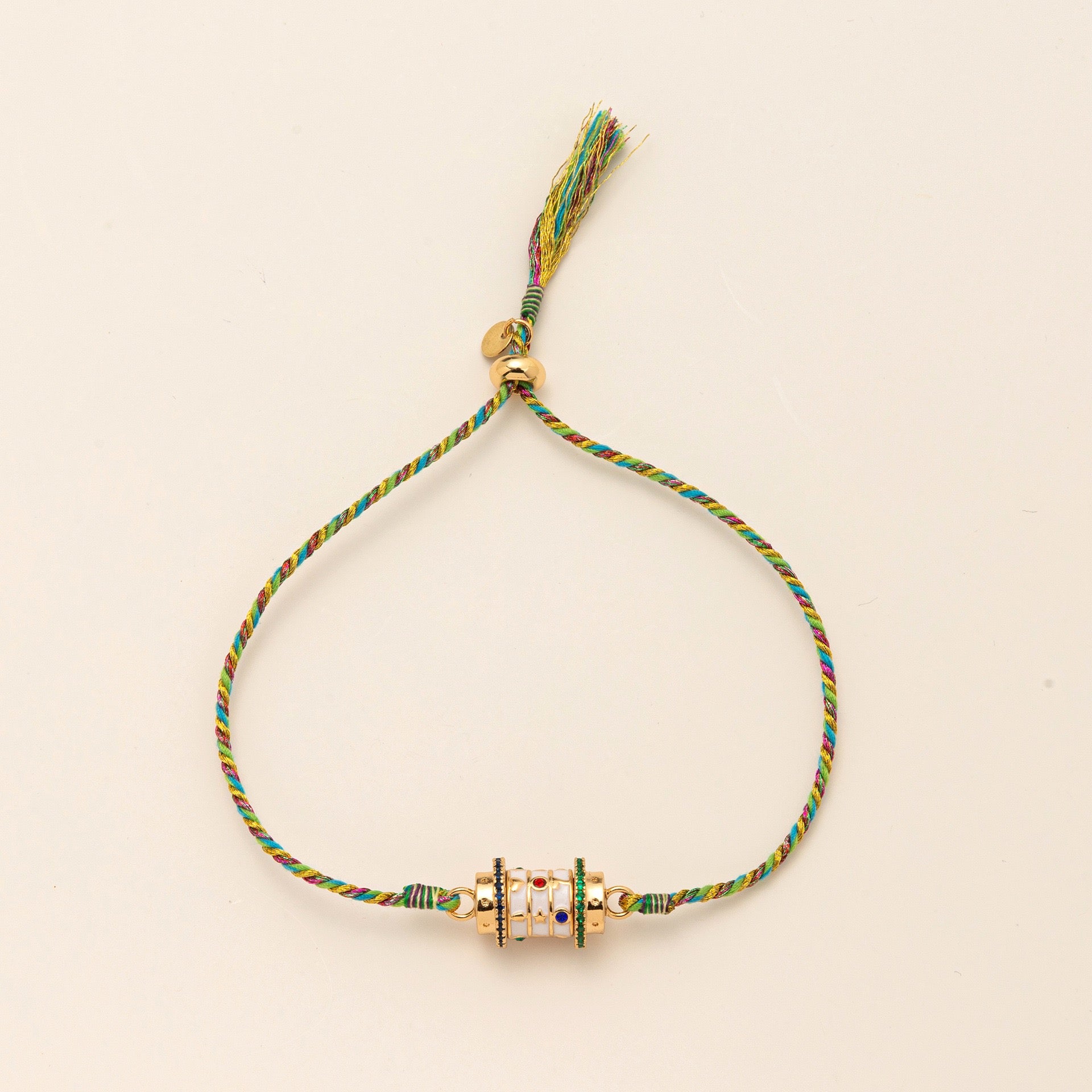 Colourful Tarot Braided Cord Bracelet – Star & Evil Eye Charms | Gold-Plated Tarnish-Resistant