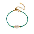 Hollow Heart Bee Pink Flower Conch Shell Woven Bracelet – Gold-Plated | Beach Holiday Stackable