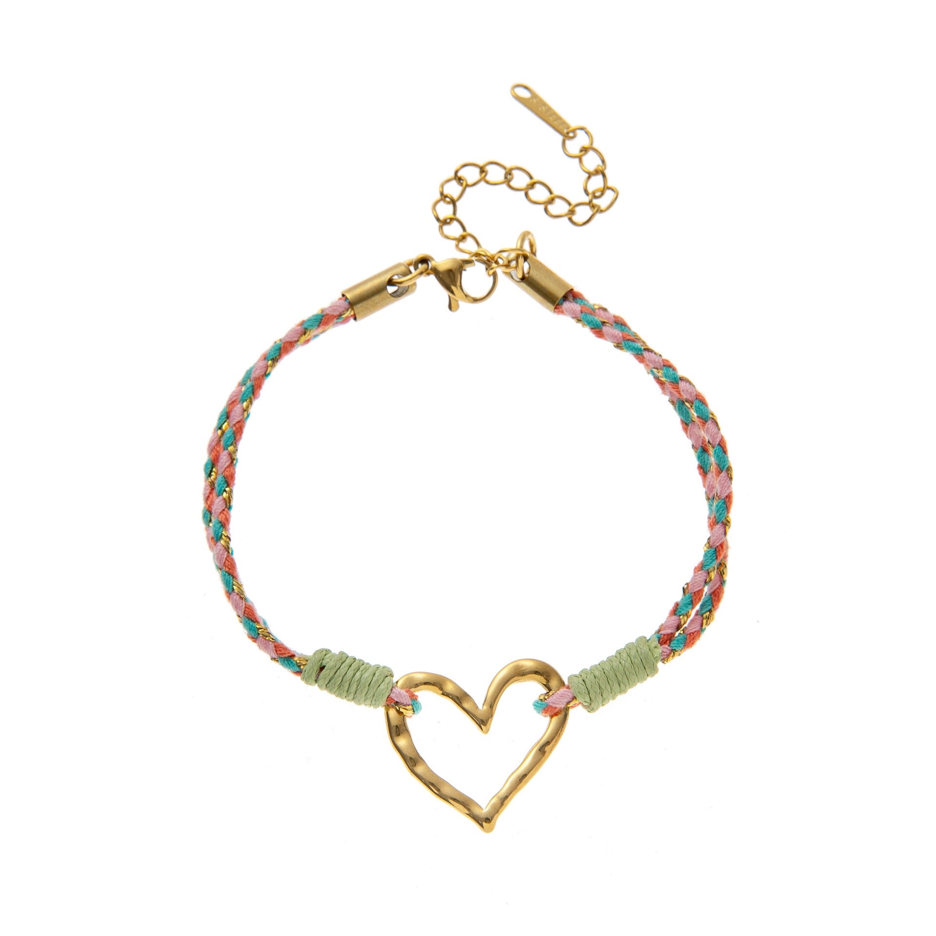 Hollow Heart Bee Pink Flower Conch Shell Woven Bracelet – Gold-Plated | Beach Holiday Stackable