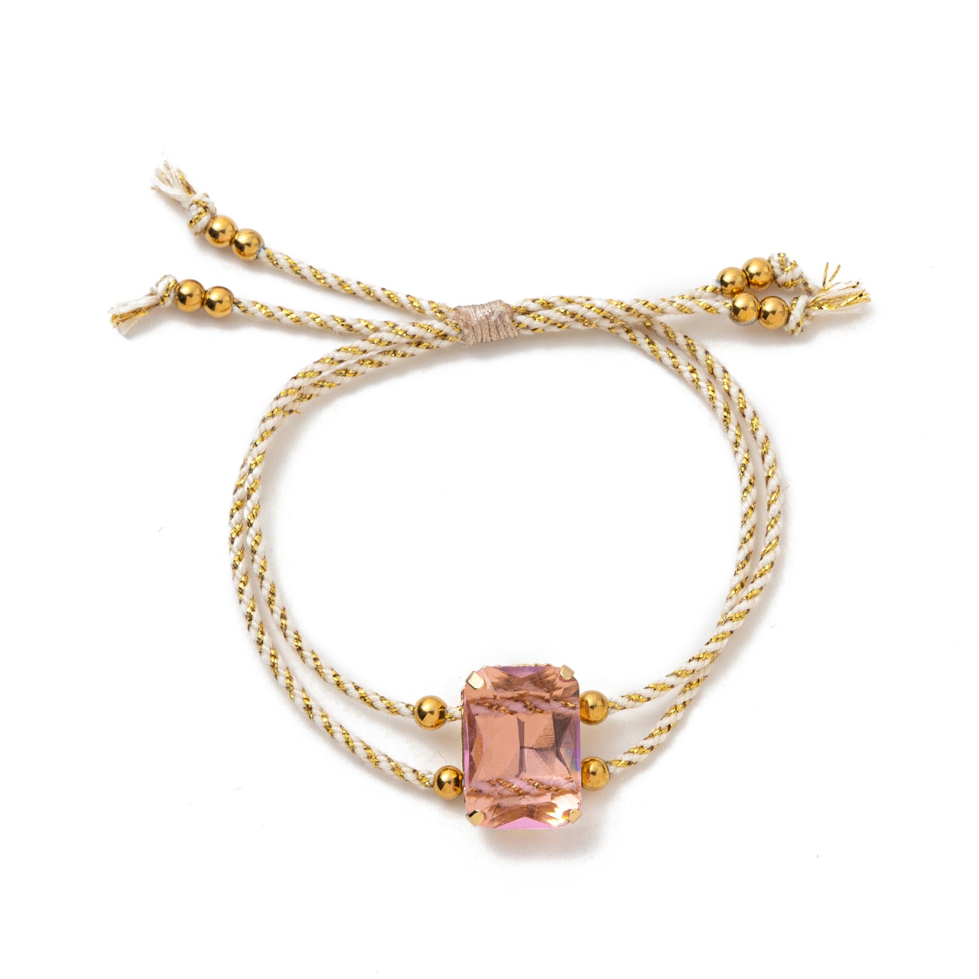 Starfish Dolphin Shell Palm Tree Pearl Woven Cord Bracelet – Gold-Plated | Resort Style